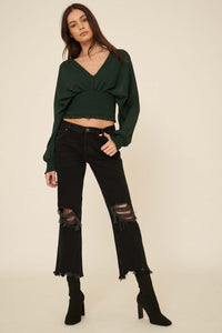 Girl Crush Cropped Smocked Peasant Top - ShopPromesa