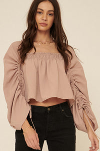 Fair Maiden Textured Drawstring Peasant Blouse - ShopPromesa