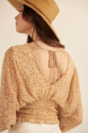 Golden Hour Smocked Floral Kimono Top - ShopPromesa