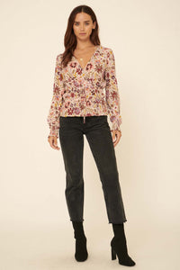 Wildflower Bouquet Surplice Peasant Top - ShopPromesa