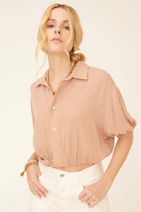 Truth Be Told Cropped Button-Up Shirt - ShopPromesa