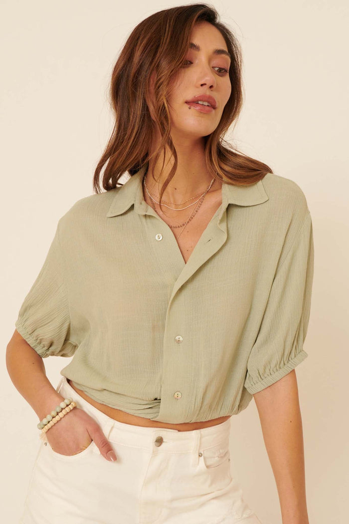 Truth Be Told Cropped Button-Up Shirt - ShopPromesa