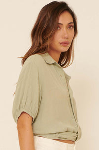 Truth Be Told Cropped Button-Up Shirt - ShopPromesa