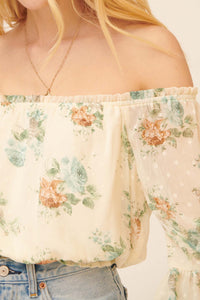 Wild Roses Off-Shoulder Floral Peasant Top - ShopPromesa