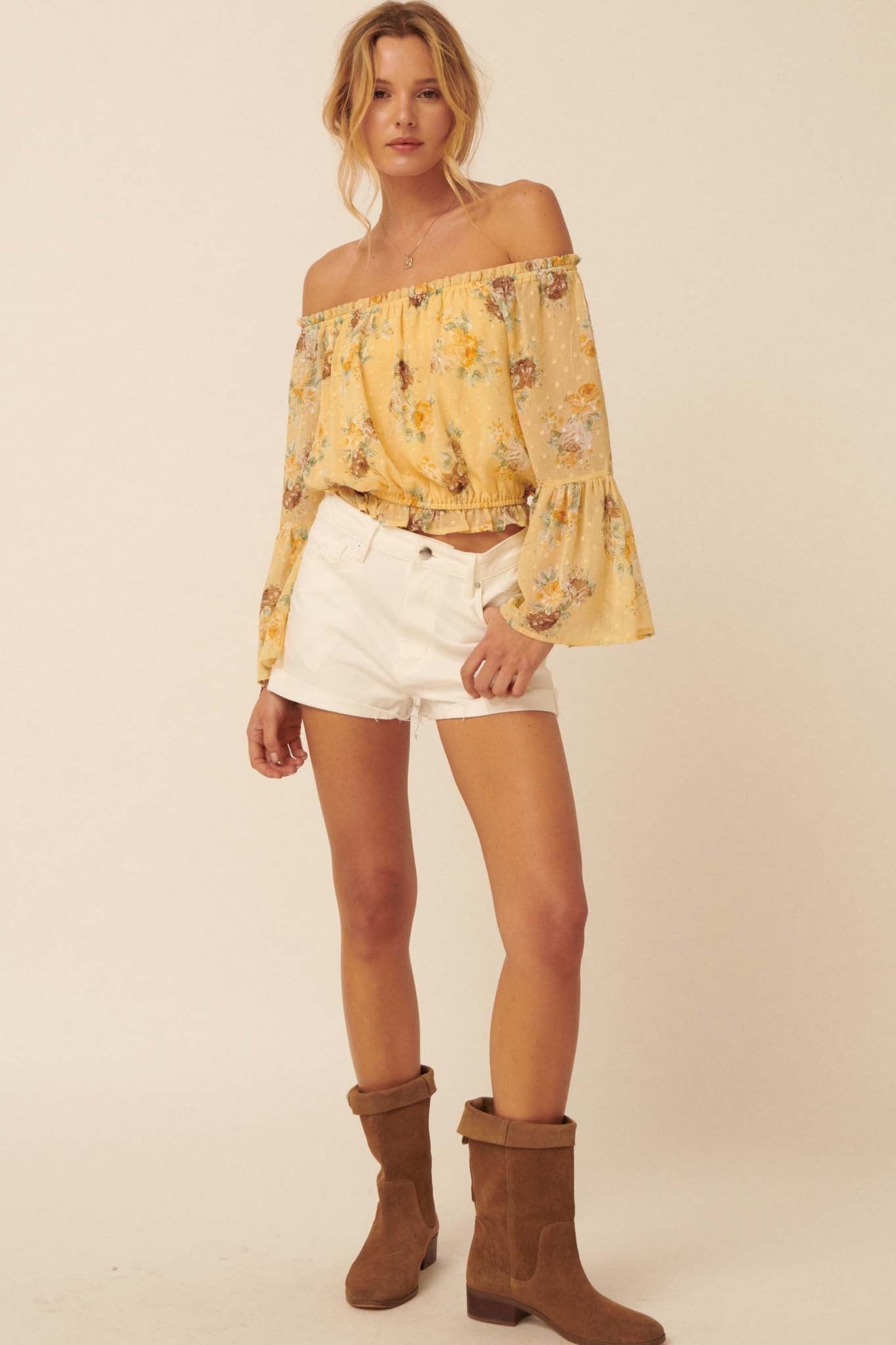 Wild Roses Off-Shoulder Floral Peasant Top - ShopPromesa