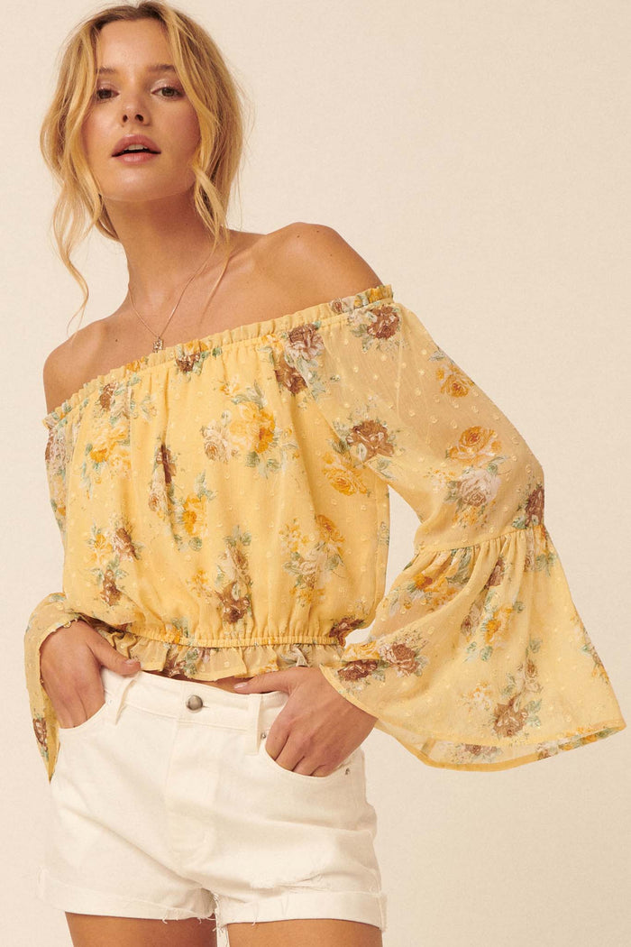 Wild Roses Off-Shoulder Floral Peasant Top - ShopPromesa