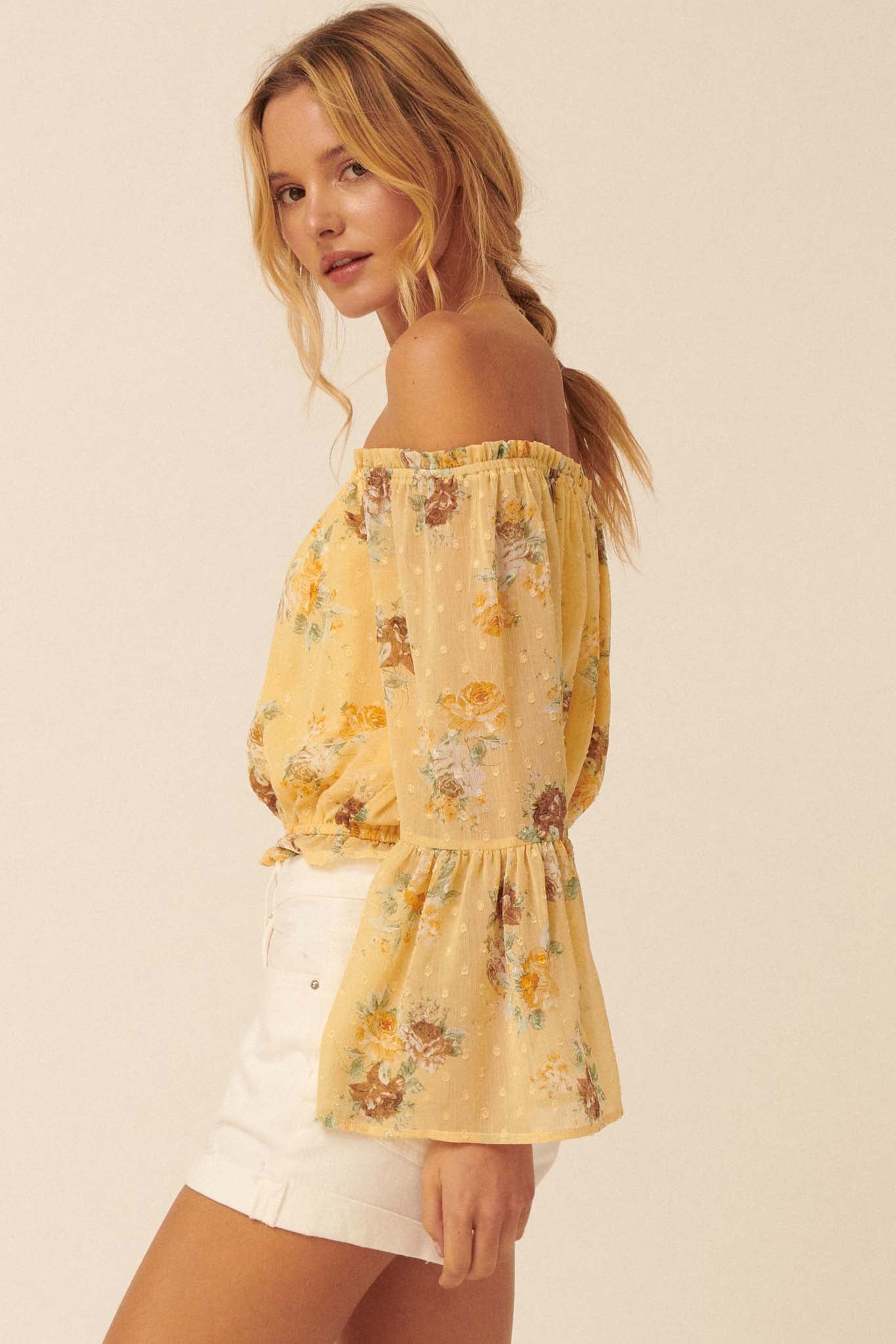 Wild Roses Off-Shoulder Floral Peasant Top - ShopPromesa