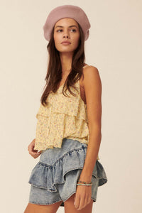 Petite Petals Tiered Ruffle Floral Cami Top - ShopPromesa