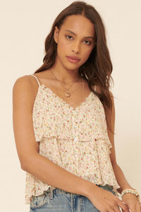 Petite Petals Tiered Ruffle Floral Cami Top - ShopPromesa