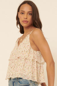 Petite Petals Tiered Ruffle Floral Cami Top - ShopPromesa