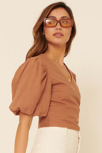 Like a Queen Puff-Sleeve V-Neck Blouse - ShopPromesa