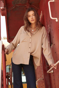 Rise Above Oversized Button-Up Pocket Shirt - ShopPromesa