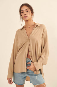 Rise Above Oversized Button-Up Pocket Shirt - ShopPromesa