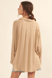 Rise Above Oversized Button-Up Pocket Shirt - ShopPromesa