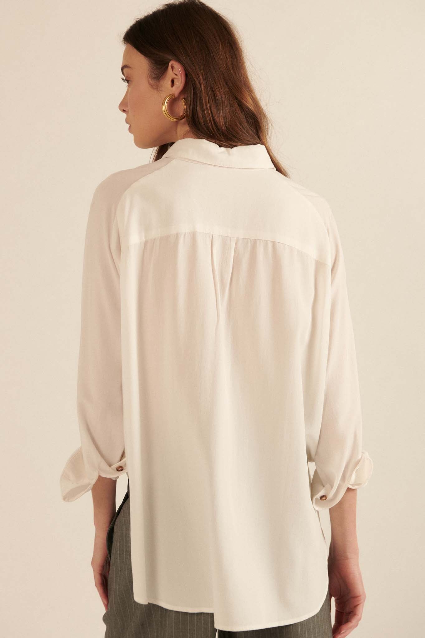 Rise Above Oversized Button-Up Pocket Shirt - ShopPromesa