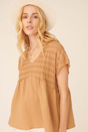Winds of Change Crinkle Cotton Babydoll Top - ShopPromesa