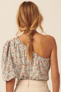 Morning Bloom Floral-Print One-Shoulder Bodysuit - ShopPromesa