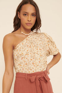 Morning Bloom Floral-Print One-Shoulder Bodysuit - ShopPromesa