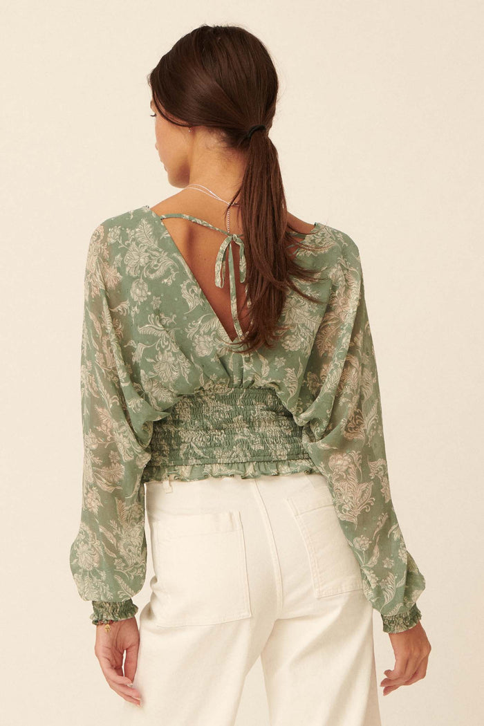 Renaissance Girl Smocked Floral Kimono Top - ShopPromesa