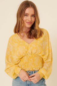 Renaissance Girl Smocked Floral Kimono Top - ShopPromesa