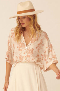 Sentimental Beauty Floral-Print Cropped Blouse - ShopPromesa