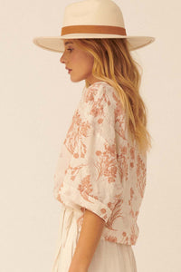 Sentimental Beauty Floral-Print Cropped Blouse - ShopPromesa