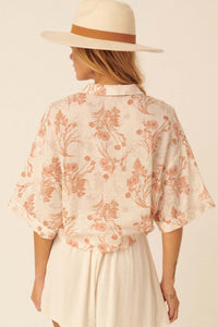 Sentimental Beauty Floral-Print Cropped Blouse - ShopPromesa