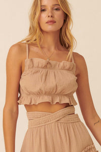 Girl Code Crinkle Cotton Ruffled Crop Cami Top - ShopPromesa