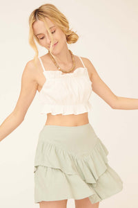 Girl Code Crinkle Cotton Ruffled Crop Cami Top - ShopPromesa