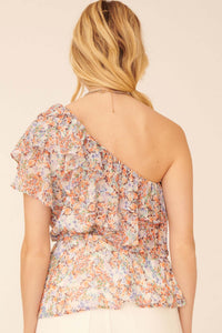 Monet All Day Ruffled Floral One-Shoulder Top - ShopPromesa