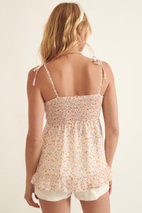 May Flowers Smocked Floral Babydoll Cami Top - ShopPromesa