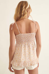 May Flowers Smocked Floral Babydoll Cami Top - ShopPromesa