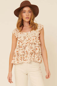 Bohemian Blooms Tiered Ruffle Floral-Print Top - ShopPromesa