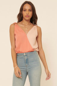 Half Way There Colorblock Surplice Bodysuit - ShopPromesa