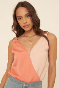 Half Way There Colorblock Surplice Bodysuit - ShopPromesa