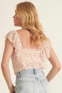 Precious Poetry Ruffled Floral Chiffon Bodysuit - ShopPromesa