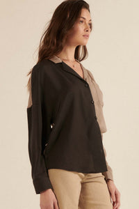 Double Trouble Colorblock Washed Satin Shirt - ShopPromesa