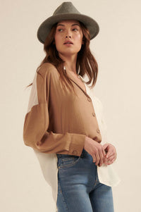 Double Trouble Colorblock Washed Satin Shirt - ShopPromesa