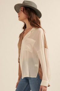 Double Trouble Colorblock Washed Satin Shirt - ShopPromesa