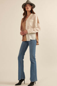 Double Trouble Colorblock Washed Satin Shirt - ShopPromesa