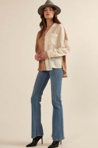 Double Trouble Colorblock Washed Satin Shirt - ShopPromesa