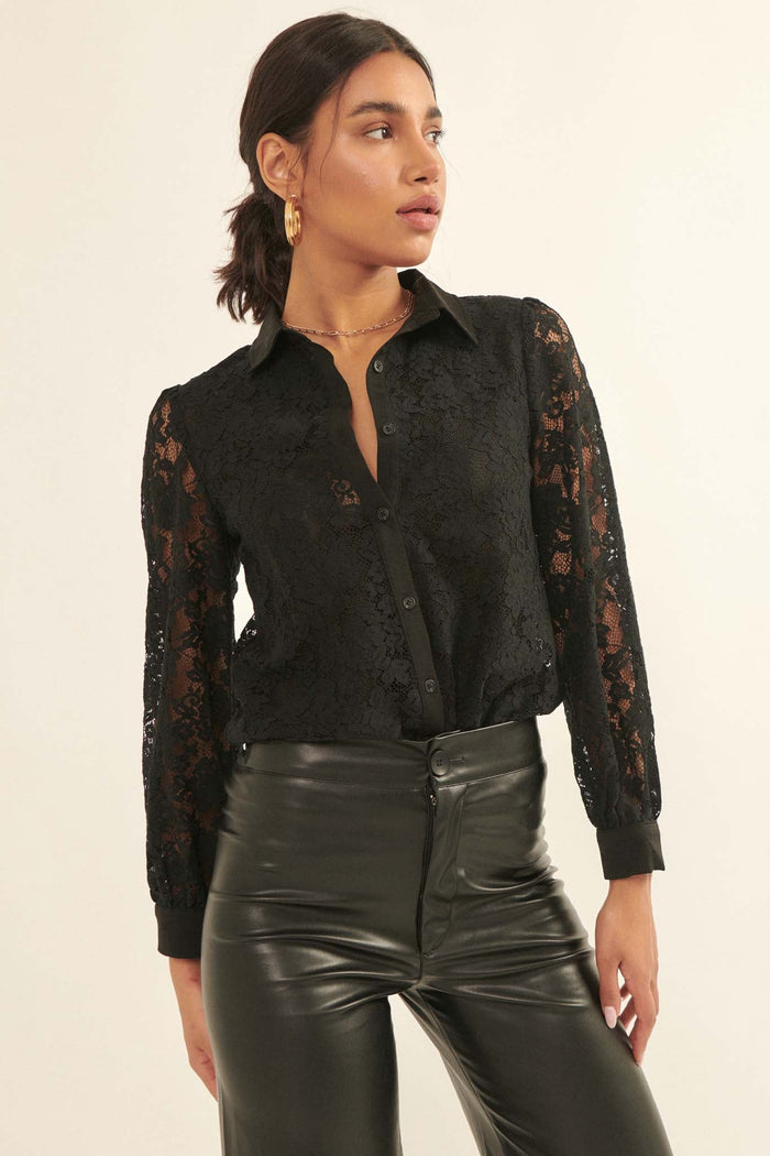 Bella Donna Floral Lace Button-Up Shirt - ShopPromesa