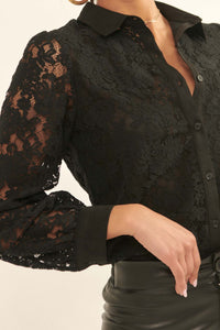 Bella Donna Floral Lace Button-Up Shirt - ShopPromesa