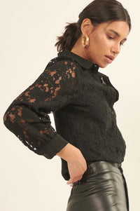 Bella Donna Floral Lace Button-Up Shirt - ShopPromesa