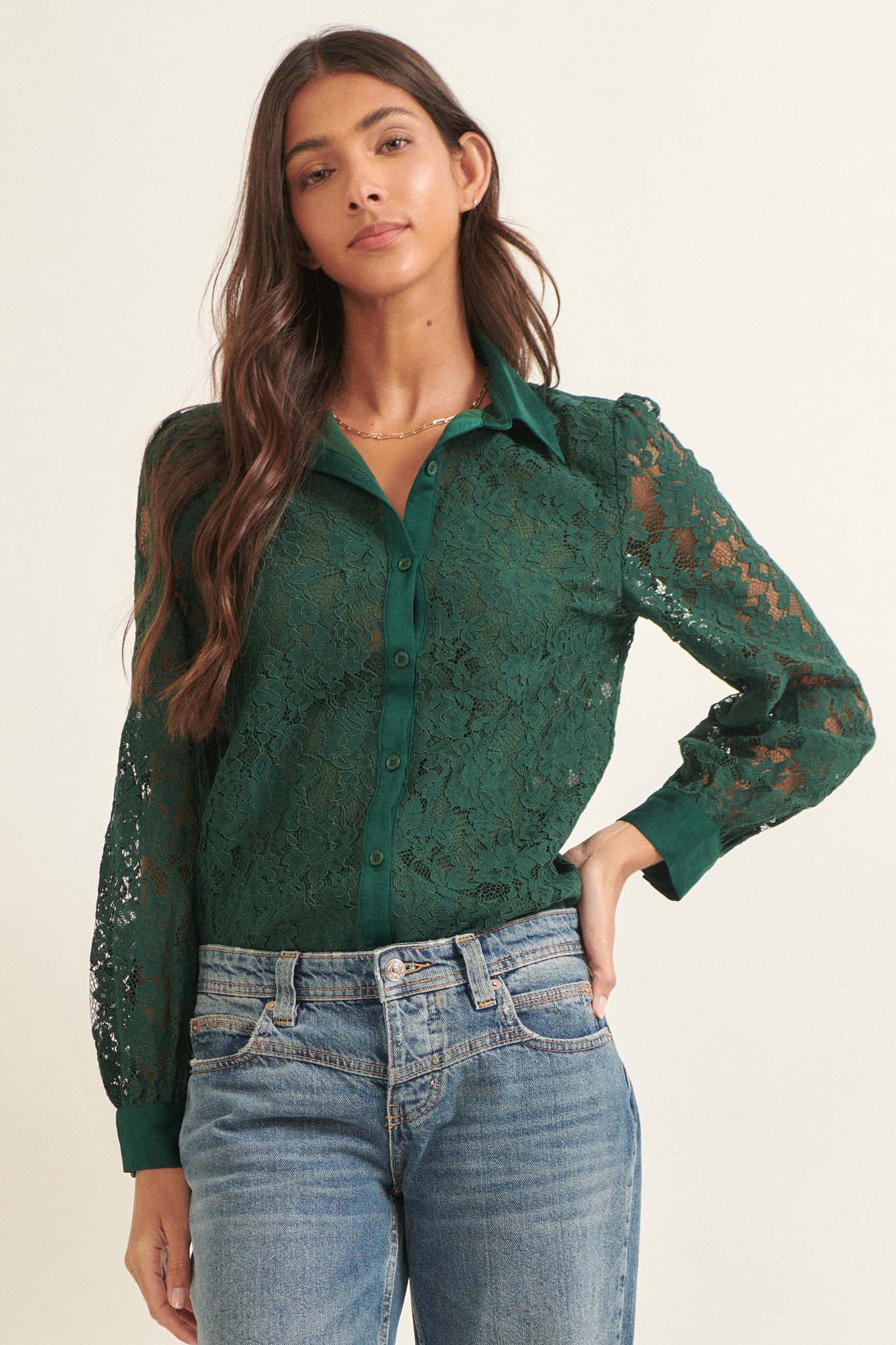 Bella Donna Floral Lace Button-Up Shirt - ShopPromesa