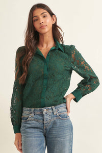 Bella Donna Floral Lace Button-Up Shirt - ShopPromesa