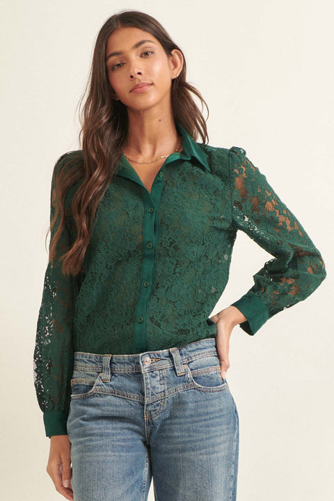 Bella Donna Floral Lace Button-Up Shirt - ShopPromesa