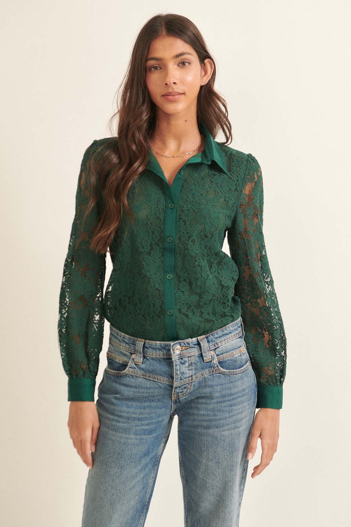 Bella Donna Floral Lace Button-Up Shirt - ShopPromesa