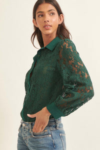 Bella Donna Floral Lace Button-Up Shirt - ShopPromesa