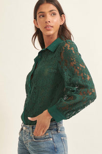 Bella Donna Floral Lace Button-Up Shirt - ShopPromesa